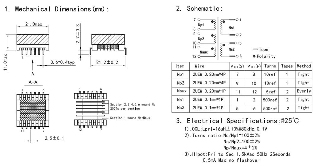 EPC17 Flyback Transformer for Toys