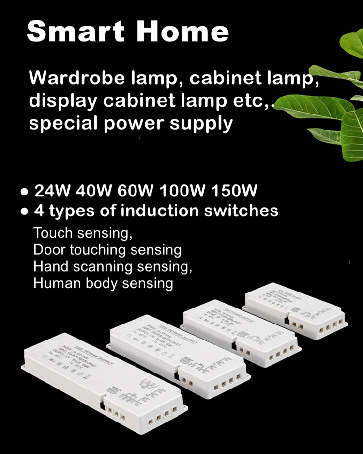 24W 40W 60W 100W 150W 12V LED Driver Step Down Power Supply LED Bulb Transformer for Closet Light