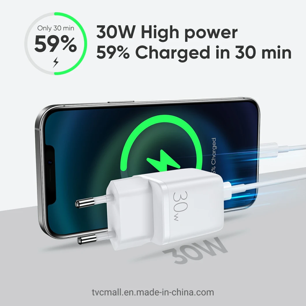 Joyroom Jr-Qp303 Pd+QC3.0 30W Mini 2 Ports Travel Wall Charger EU Plug Fast Charging Power Adapter