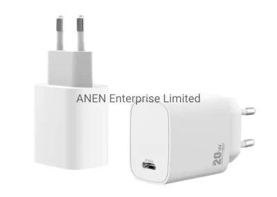 20W EU 플러그 5V 3A 단일 출력 USB-C 9V 2.22A GaN 충전기 12V 1.67A 벽 고속 PD 전원 어댑터